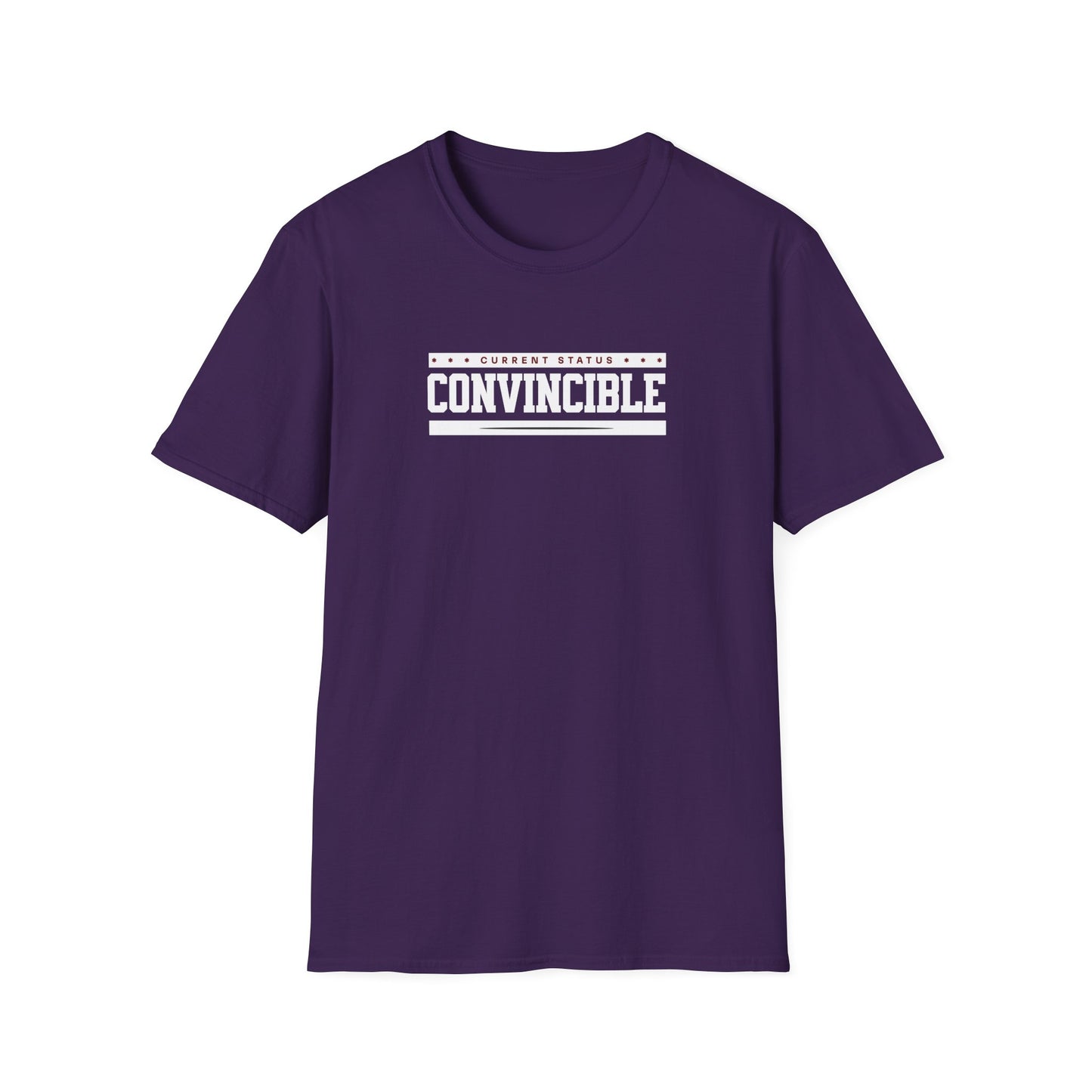 "Current Status: Convincible" Fun Quote T-Shirt | Soft Style Cotton